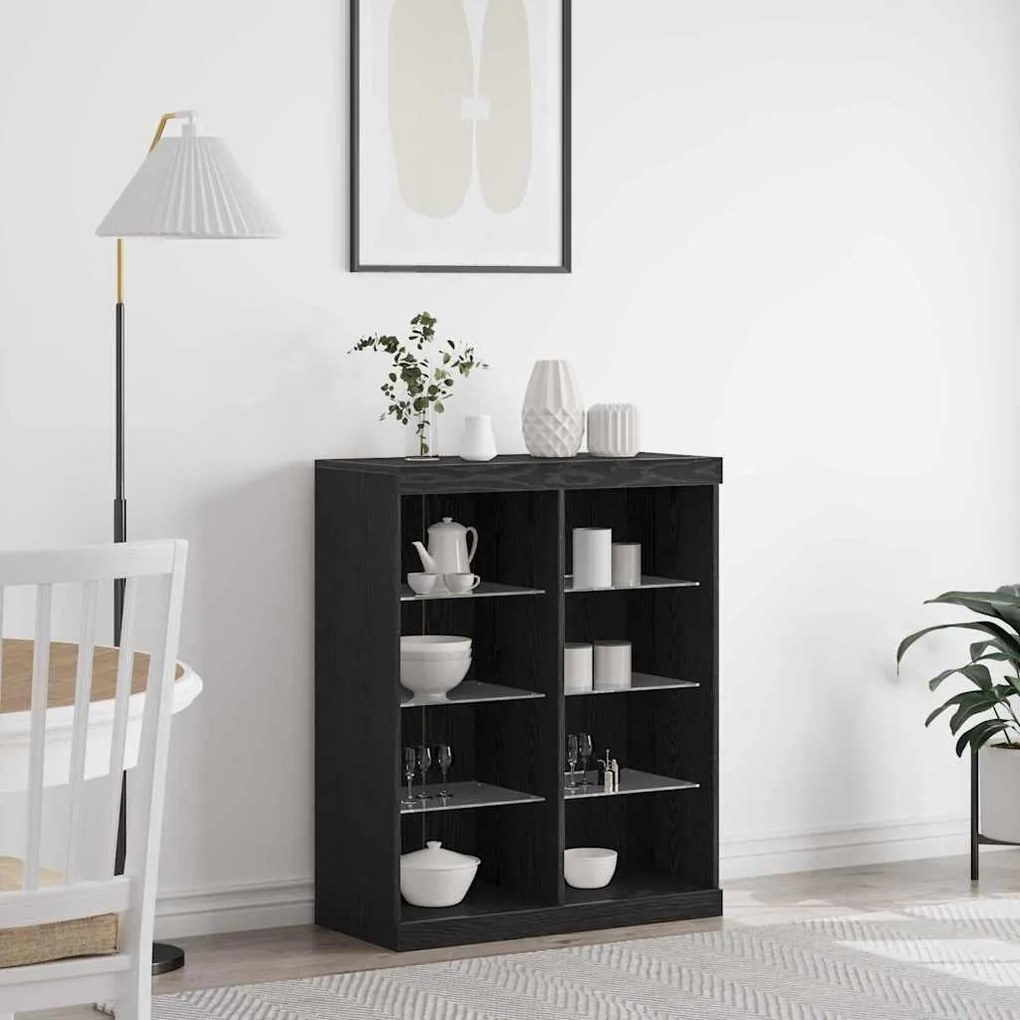 vidaXL Πλαϊνό γραφείο Μαύρη δρυς 41 x 37 x 100 εκ Επεξεργασμένο ξύλο