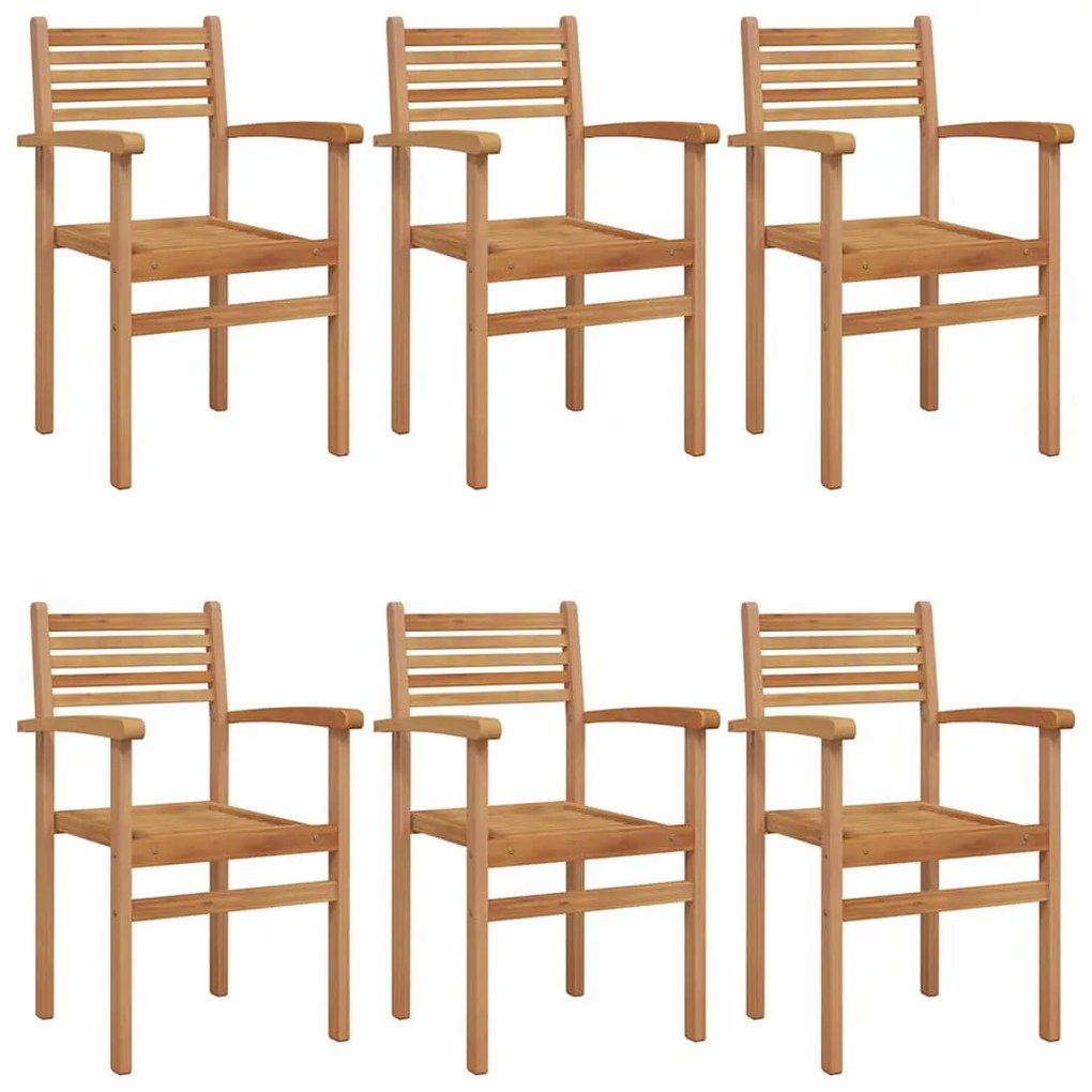 vidaXL Καρέκλες κήπου που σωριάζονται 6 pcs Καφέ 55.5 x 55.5 x 90 εκ.