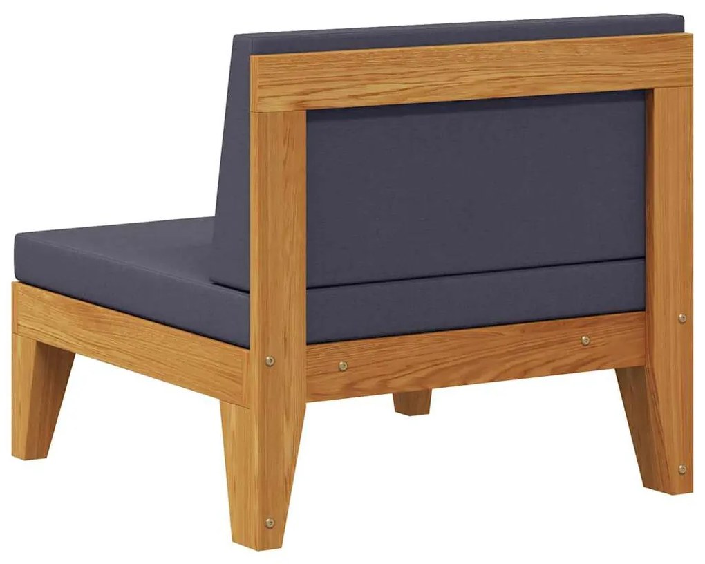 vidaXL Καναπές Μεσαίος Τμημ. Μασίφ Ξύλο Ακακίας Σκούρα Γκρι Μαξιλάρια