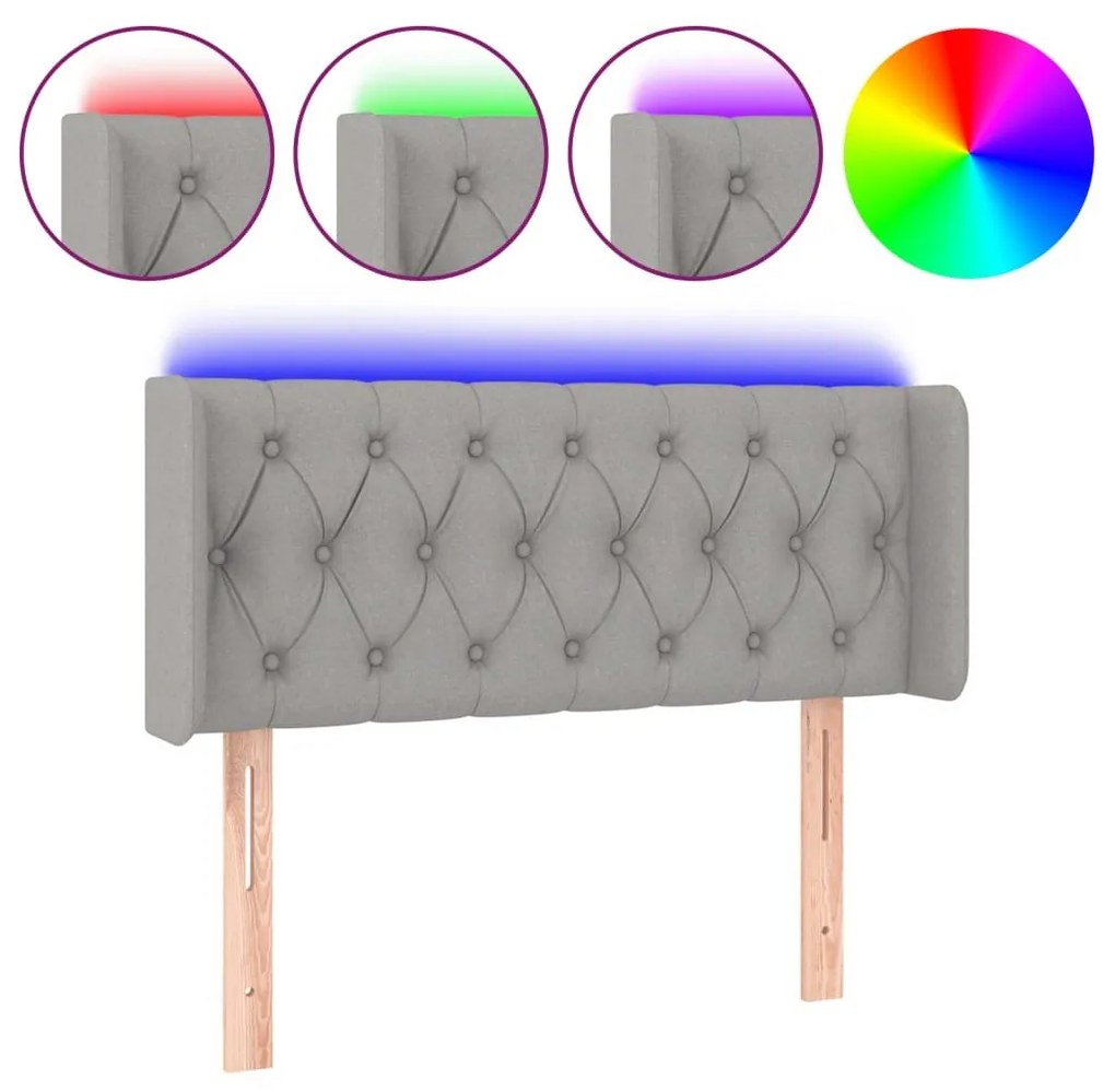 Κεφαλάρι Κρεβατιού LED Ανοιχτό Γκρι 103x16x78/88 εκ. Υφασμάτινο - Γκρι