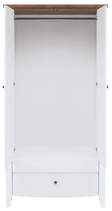 Ντουλάπα Boston BP110, Ακακία, Γυαλιστερό λευκό, 197x100x60cm, 77 kg, Πόρτες ντουλάπας: Με μεντεσέδες | Epipla1.gr