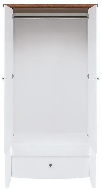 Ντουλάπα Boston BP110, Γυαλιστερό λευκό, Ακακία, 197x100x60cm, 77 kg, Πόρτες ντουλάπας: Με μεντεσέδες | Epipla1.gr