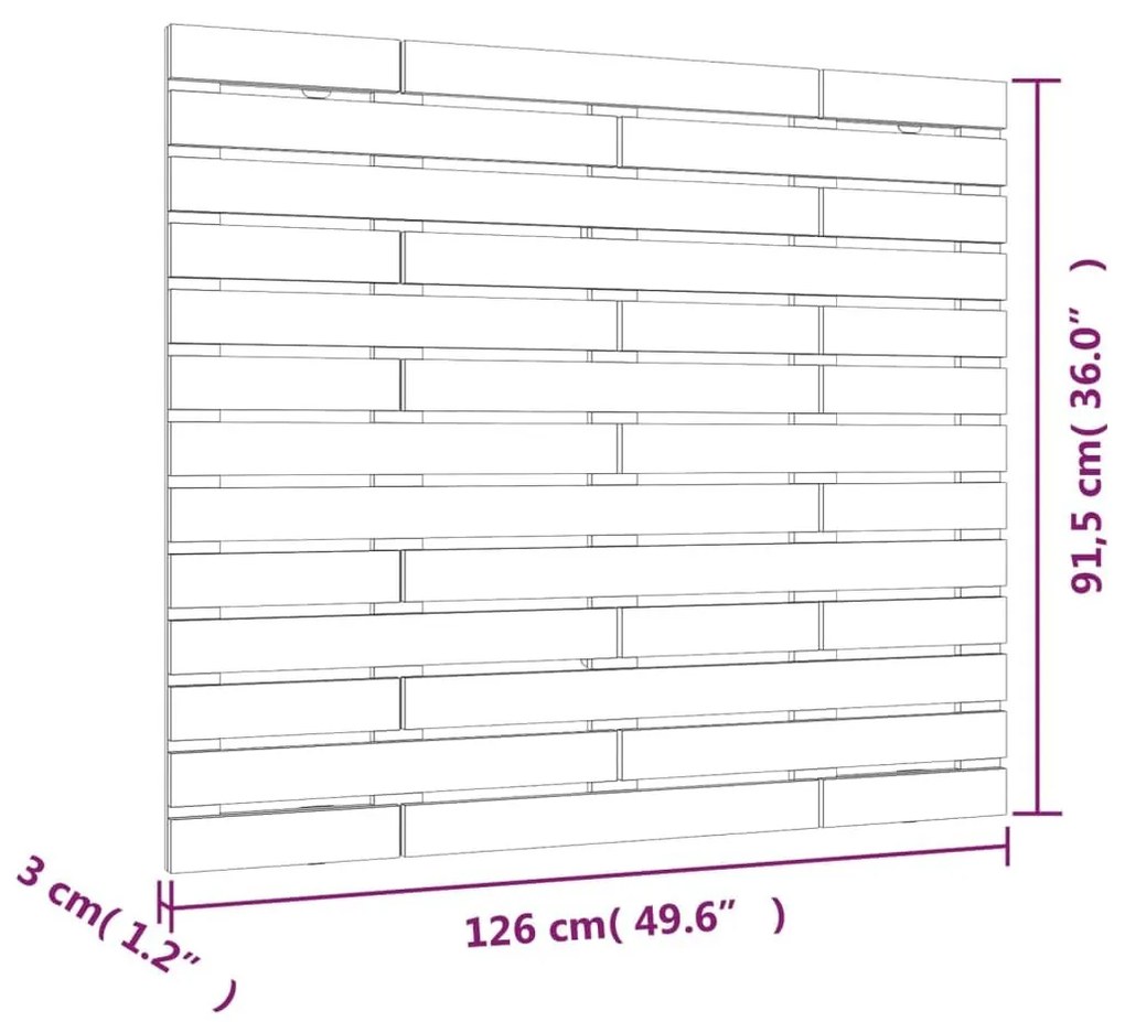 Κεφαλάρι Τοίχου Γκρι 126x3x91,5 εκ. από Μασίφ Ξύλο Πεύκου - Γκρι