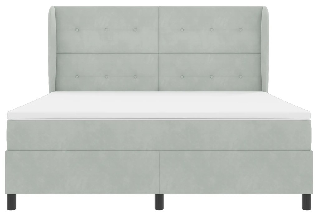 vidaXL Κρεβάτι με Στρώμα Light Grey 180x200 εκ. Βελούδο