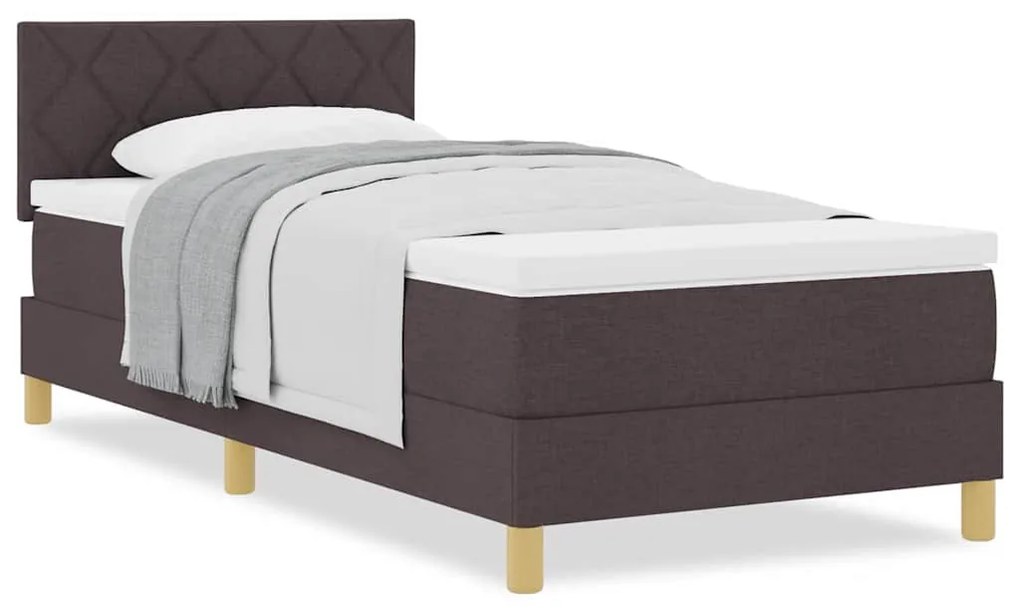 vidaXL Κρεβάτι box spring με στρώμα με στρώμα Σκούρο καφέ Σκούρο καφέ