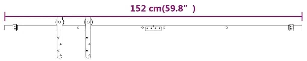 Μηχανισμός Συρόμενης Πόρτας Μίνι Λευκός 152 εκ. Ανθρακοχάλυβας - Λευκό