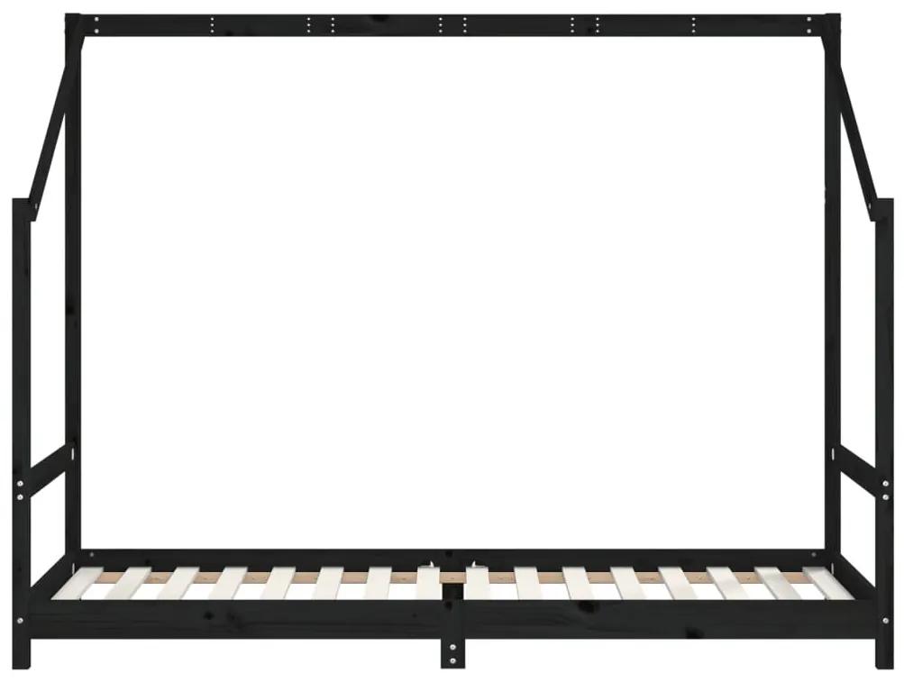 Πλαίσιο Παιδικού Κρεβατιού Μαύρο 90x200 εκ. Μασίφ Ξύλο Πεύκου - Μαύρο
