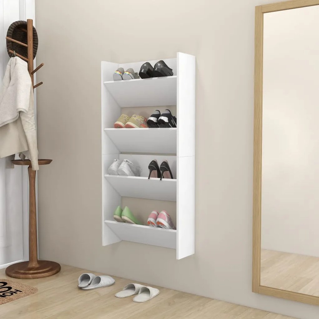 vidaXL Παπουτσοθήκες Τοίχου 2 τεμ. Λευκές 60x18x60 εκ. από Μοριοσανίδα