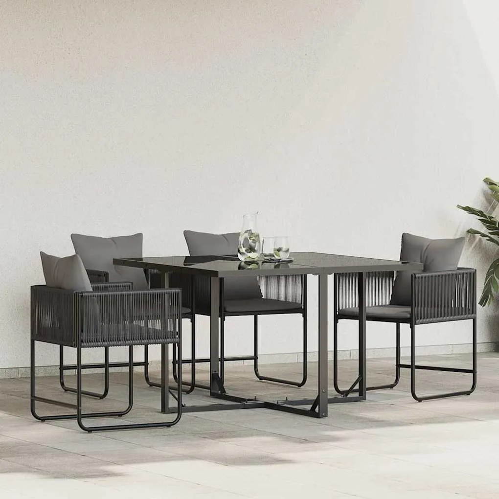 vidaXL Καρέκλες Κήπου 4 pcs Μαύρο και Ανθρακί 50.5 x 53.5 x 63.5 εκ.