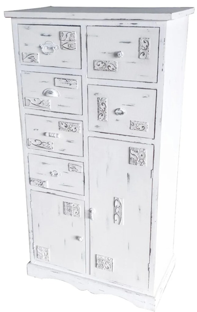 Σιφονιέρα DKD Home Decor Ξύλο Λευκό Φθαρμένο (69 x 38 x 130 cm)