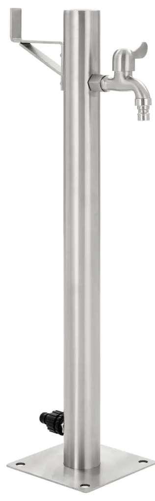 vidaXL Βρύση Δαπέδου Κήπου Στρογγυλή 65 εκ. από Ανοξείδωτο Ατσάλι