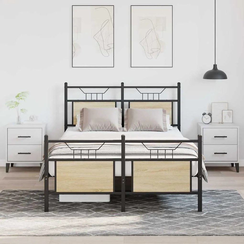 vidaXL Πλαίσιο Κρεβατιού Χωρ. Στρώμα Sonoma Δρυς 120x200εκ. Επ. Ξύλο