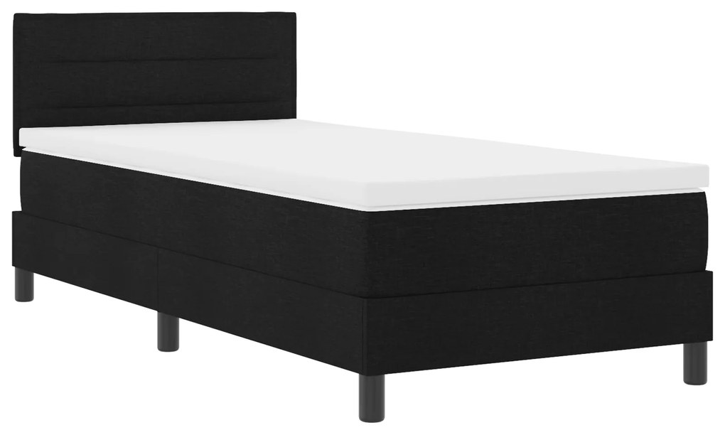 vidaXL Κρεβάτι Box Spring  με στρώμα & LED Μαύρο 90x200 εκ Υφασμάτινο