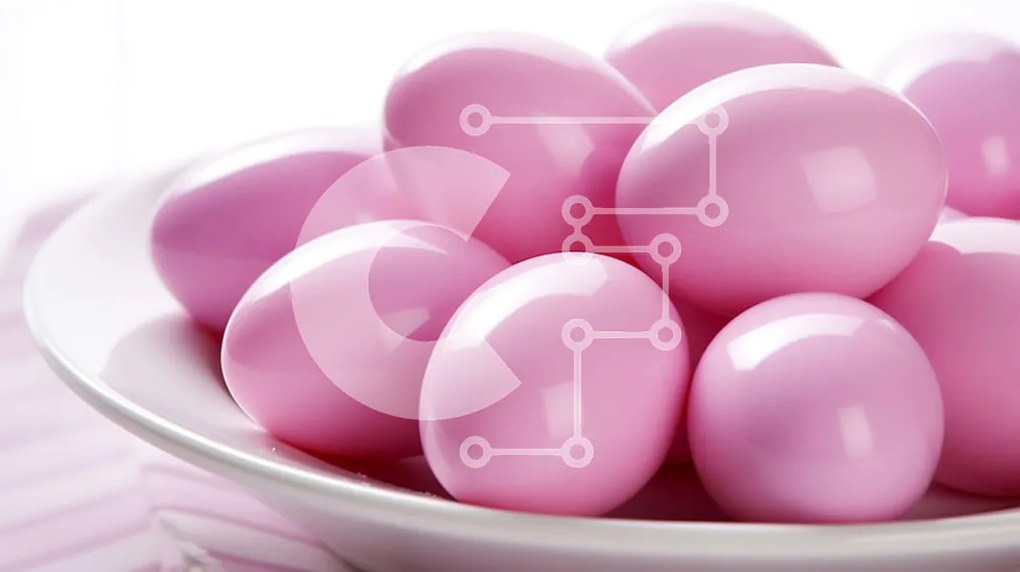 Intra Συλλεκτικό Ξύλινο Παζλ Plywood  4mm - Ροζ Πασχαλινά αυγά σε λευκό μπολ Σε Ξύλινο Κουτί - Διαστάσεις: 10x10 cm – 25 κομμάτια