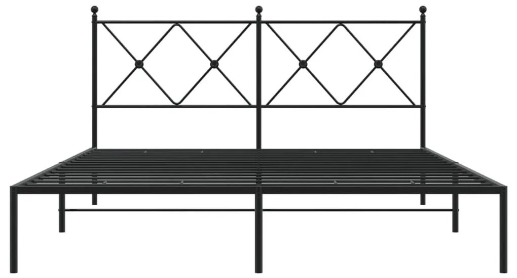 Πλαίσιο Κρεβατιού με Κεφαλάρι Μαύρο 150 x 200 εκ. Μεταλλικό - Μαύρο