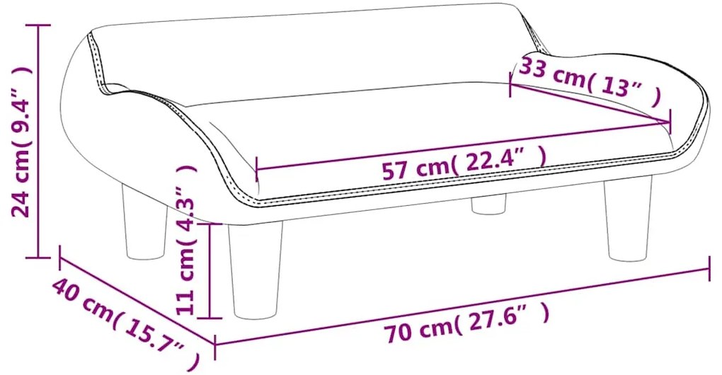 vidaXL Καναπές Παιδικός Μπλε 70x40x24 εκ. Βελούδινος