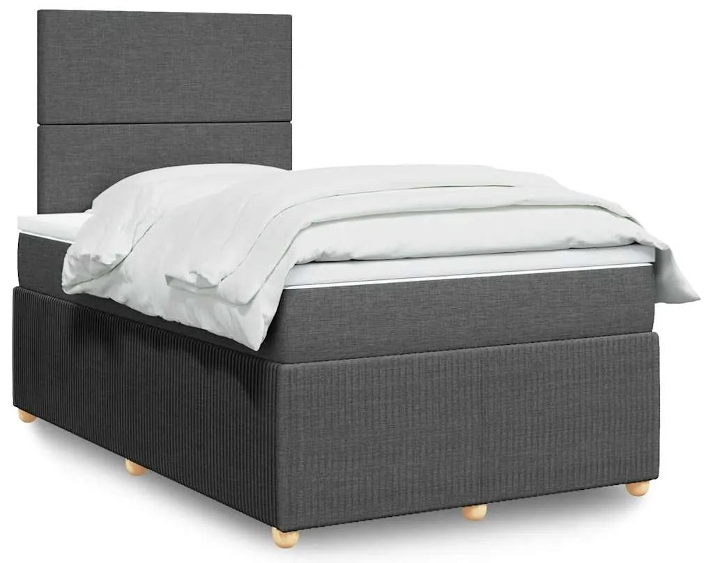 vidaXL Κρεβάτι Boxspring με Στρώμα Σκούρο Γκρι 120x200 εκ. Υφασμάτινο