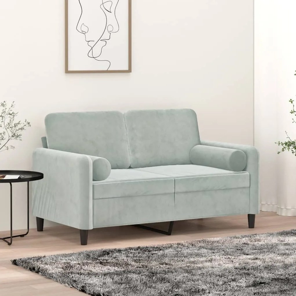 Μαξιλάρια Διακοσμητικά 2 τεμ. Ανοιχτό Γκρι Ø15x50 εκ. Βελούδινα