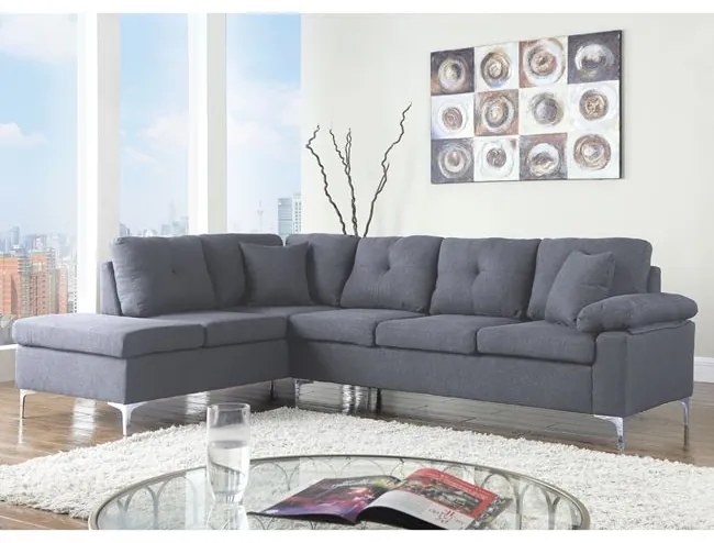 ΚΑΝΑΠΕΣ ΓΩΝΙΑ ΑΡΙΣΤΕΡΗ ZAILA HM3087L ΥΦΑΣΜΑ ΓΚΡΙ 282x197x90Υ εκ.