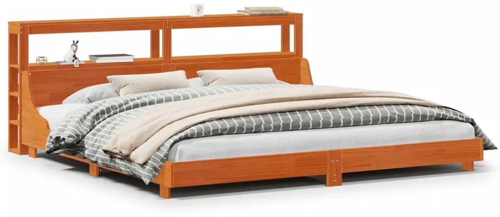 vidaXL Σκελετός Κρεβ. Χωρίς Στρώμα Καφέ Κεριού 200x200 εκ Μασίφ Πεύκο