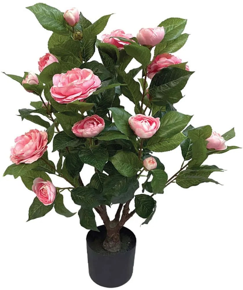 Τεχνητό Φυτό Σε Γλάστρα Καμέλια 04-10114 75cm Pink-Green Marhome Συνθετικό Υλικό