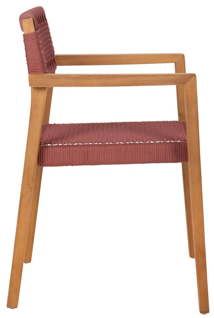 Πολυθρόνα CHARLOTTE Ξύλο Teak Φυσικό και Σχοινί Ρόζ 59x54x83Yεκ. 59x54x83 εκ.