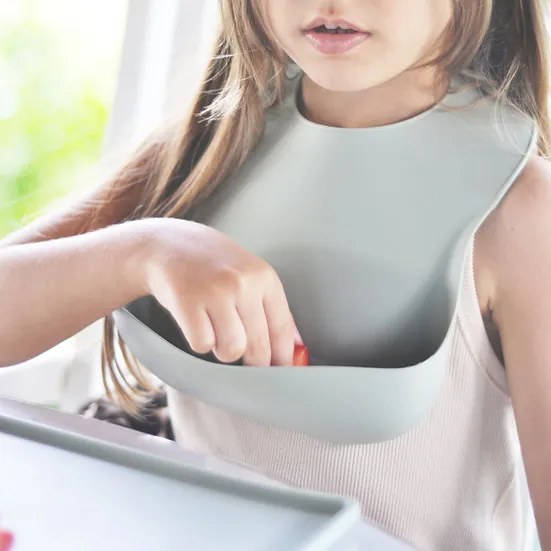 MinikOiOi Σαλιάρα Σιλικόνης σετ 2τμχ green/grey