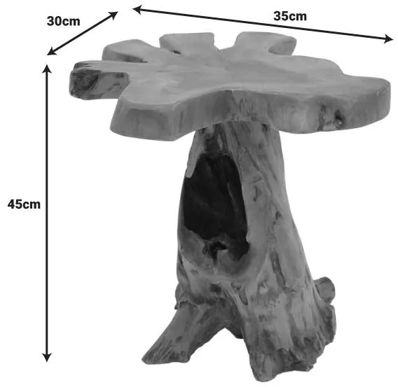Βοηθητικό τραπέζι Mushile teak ξύλο σε φυσική απόχρωση 30x35x45εκ 30x35x45 εκ.