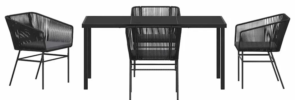 vidaXL Σέτ φαγητού για κήπο 5 pcs Μαύρο Πολυ ράταν