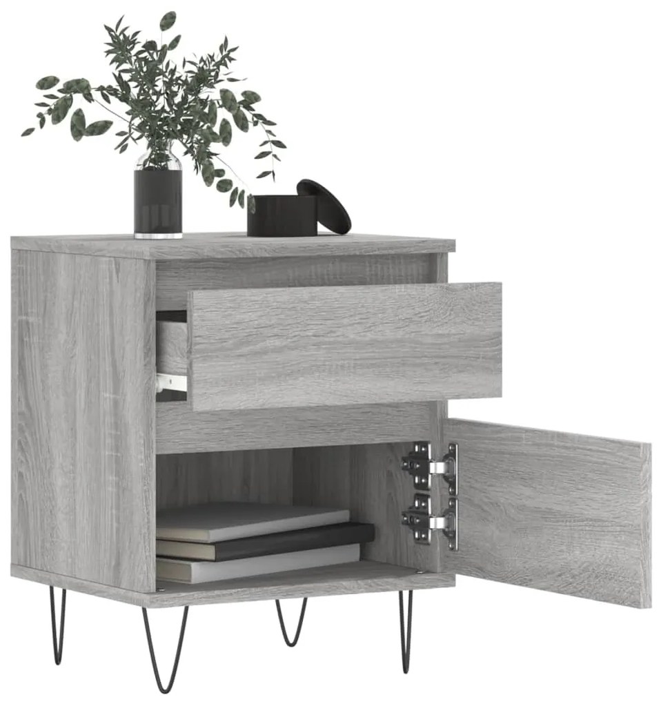 vidaXL Κομοδίνα 2 τεμ. Γκρι Sonoma 40 x 35 x 50 εκ. από Επεξεργ. Ξύλο