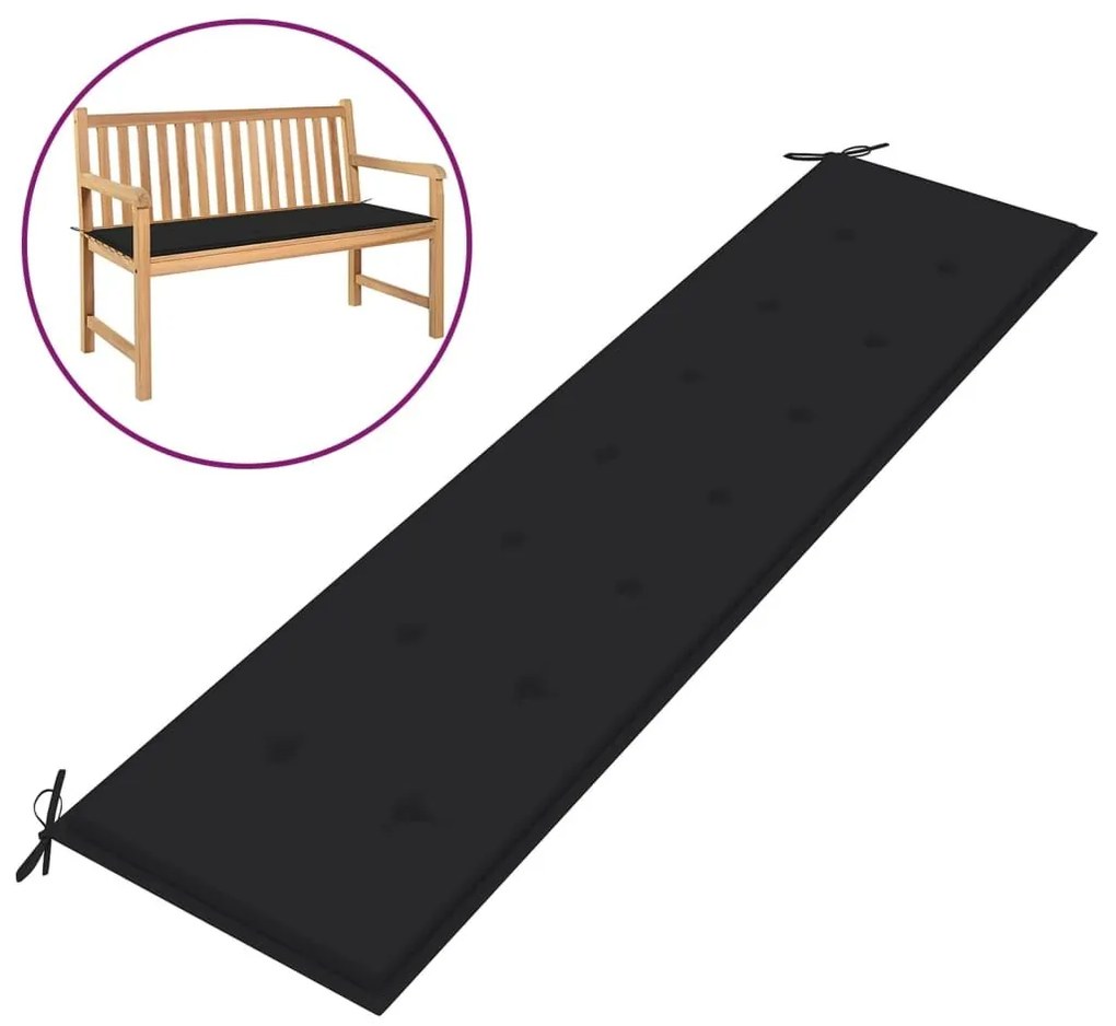 Μαξιλάρι Πάγκου Κήπου Μαύρο 200x50x4 εκ. Ύφασμα Oxford 47613