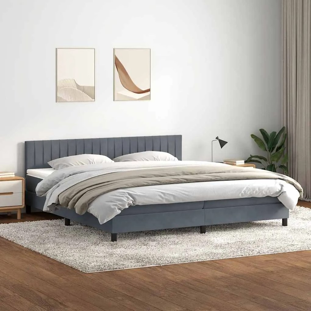 ΚΡΕΒΑΤΙ BOXSPRING ΜΕ ΣΤΡΩΜΑ ΣΚΟΥΡΟ ΓΚΡΙ 180X210 ΕΚ. ΒΕΛΟΥΔΙΝΟ 3316414