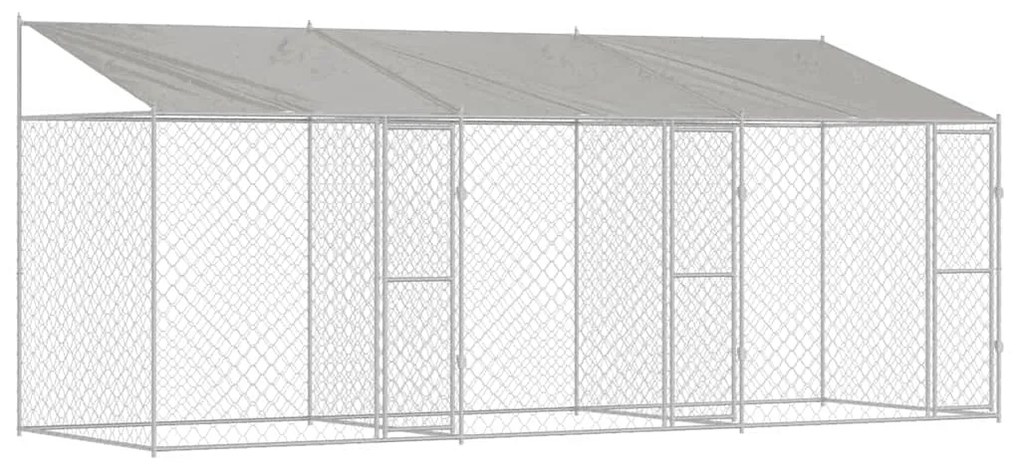 vidaXL Κλουβί σκύλου Ασημί 600 x 200 x 256 εκ. Επικαλυμμένος Χάλυβας