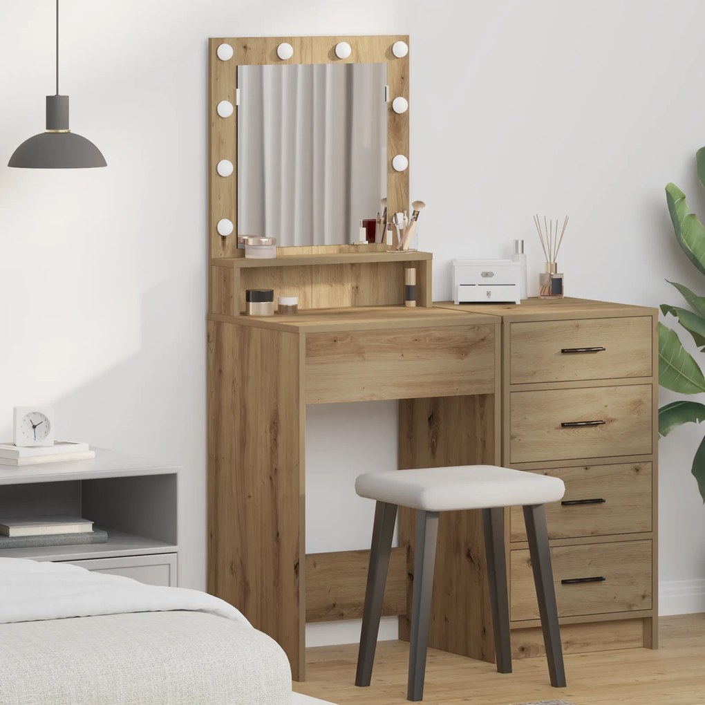 vidaXL Καθρέφτης με LED Φώταartisan oak 50x41x135 εκ