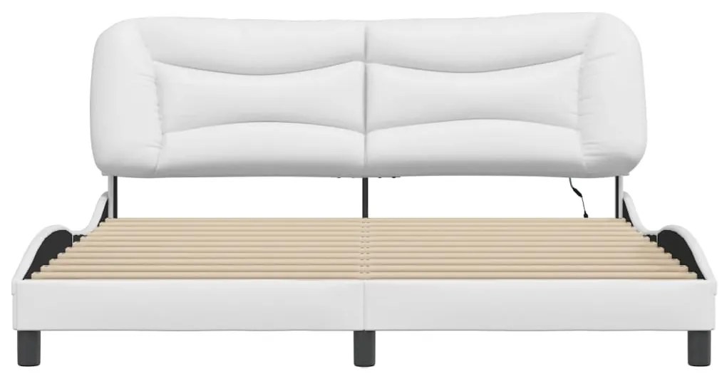vidaXL Πλαίσιο Κρεβατιού με LED Λευκό 180x200εκ. Συνθετικό Δέρμα