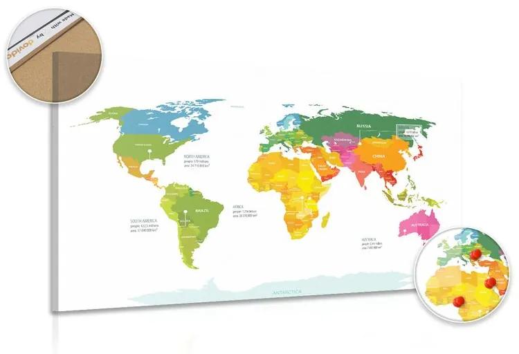 Εικόνα στον εξαιρετικό παγκόσμιο χάρτη από φελλό με λευκό φόντο - 90x60  flags