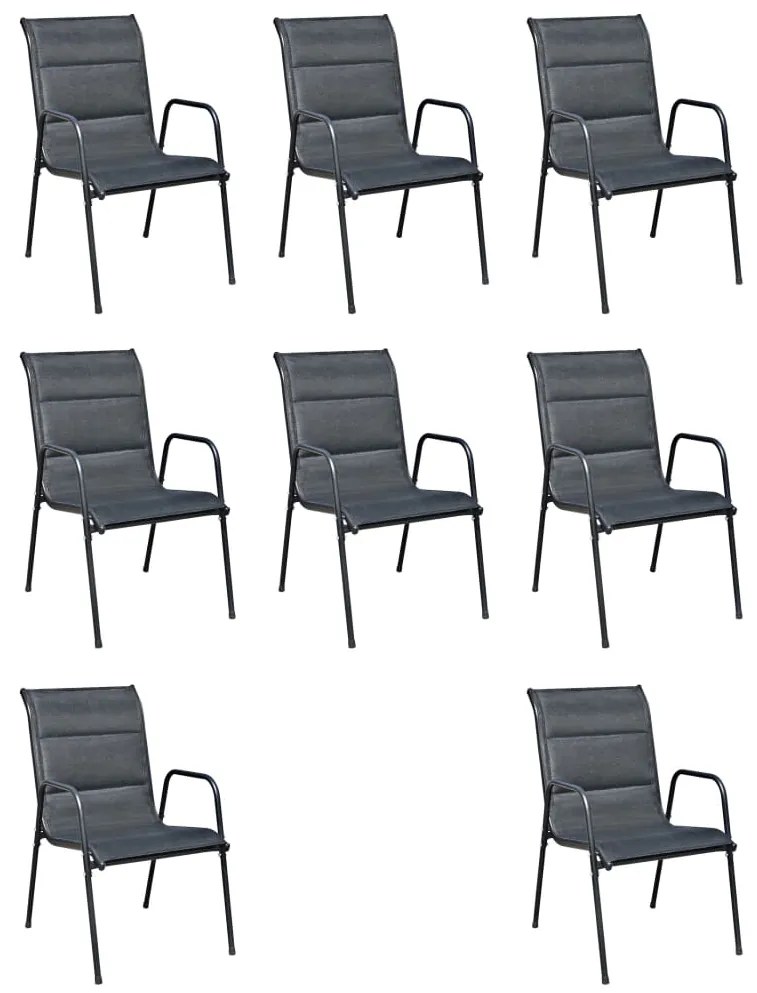 vidaXL Σετ Τραπεζαρίας Εξωτερικού Χώρου 9 Τεμαχίων Μαύρο Ατσάλινο