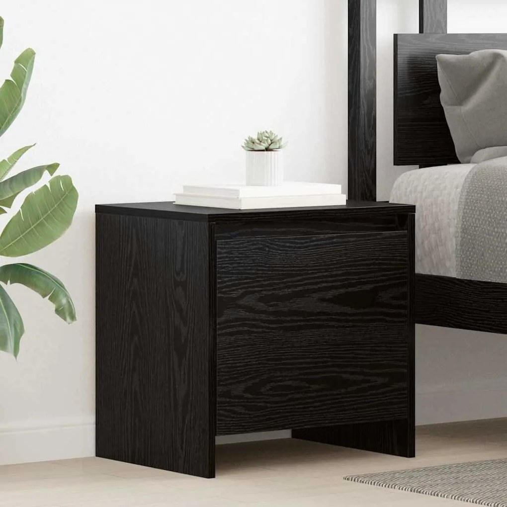 vidaXL Κομοδίνο Μαύρη δρυς 45 x 34 x 44.5 εκ Επεξεργασμένο ξύλο