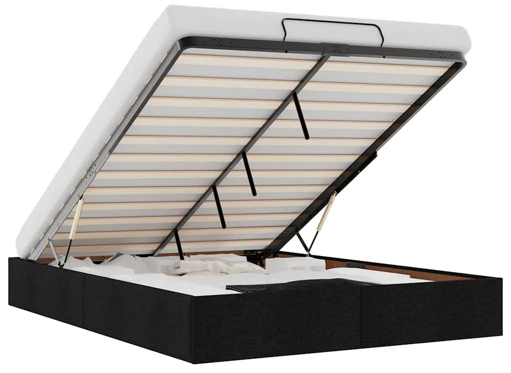 vidaXL Οθωμανικό πλαίσιο κρεβατιού χωρίς στρώμα Μαύρο 140x190cm Ύφασμα