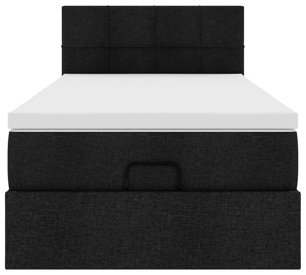 vidaXL Οθωμανικό κρεβάτι με στρώμα Μαύρο 100x200cm Ύφασμα