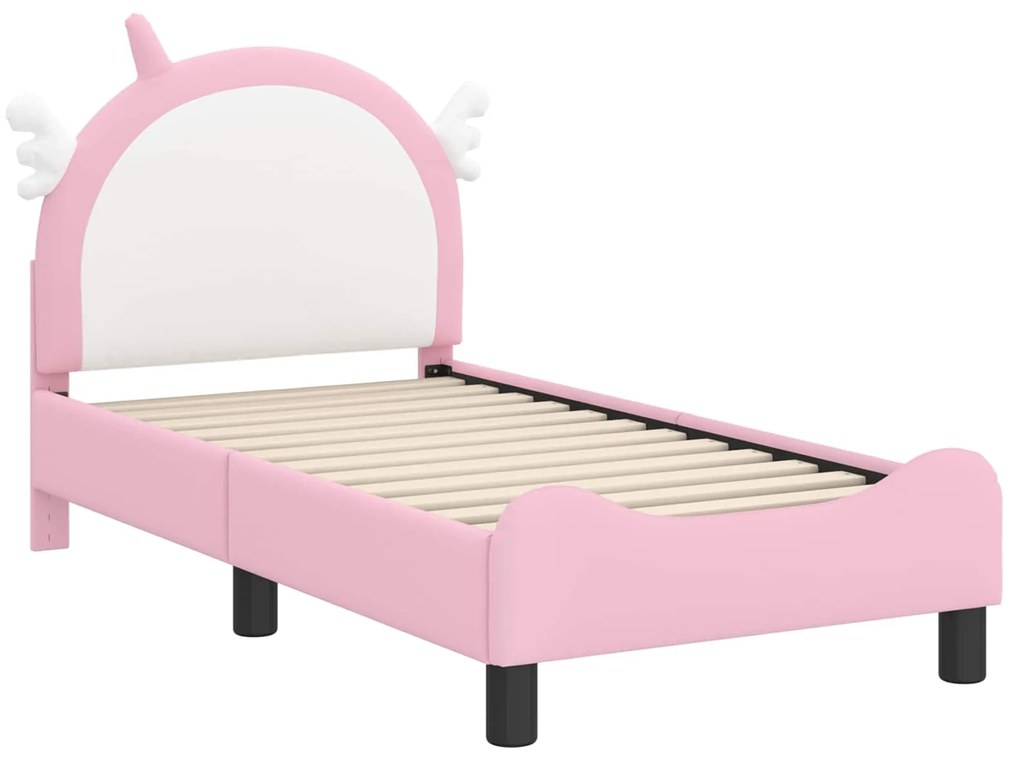 vidaXL Κρεβατική βάση για παιδιά με προσκέφαλο Ροζ 70 x 140 cm PU