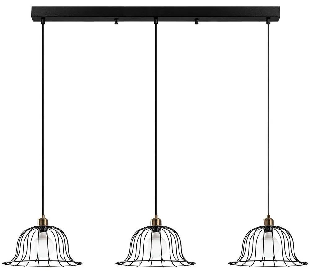 Φωτιστικό Οροφής - Ράγα Boey 942FLG1182 144x35x121cm 3xE27 40W Black-Gold Opviq