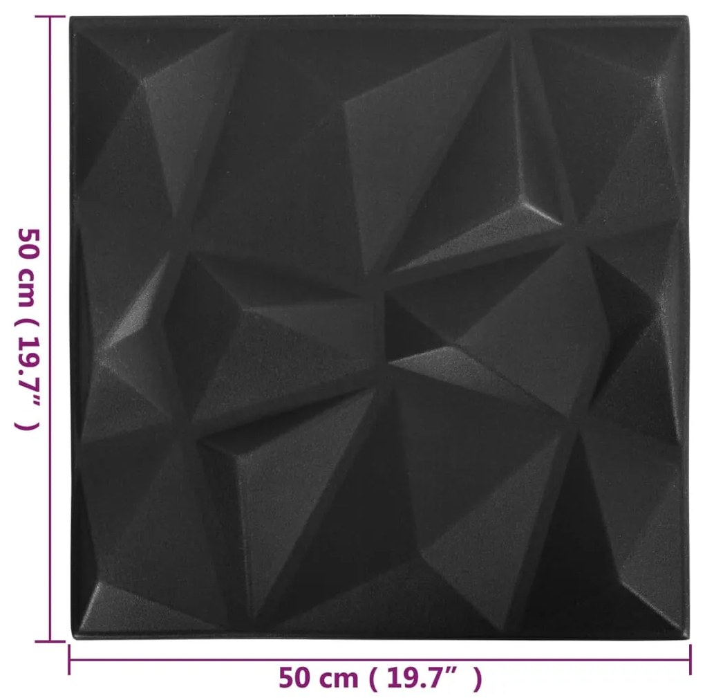 ΠΑΝΕΛ ΤΟΙΧΟΥ 3D 12 ΤΕΜ. ΜΑΥΡΟ ΔΙΑΜΑΝΤΙΟΥ 50 X 50 ΕΚ. 3 Μ² 340587