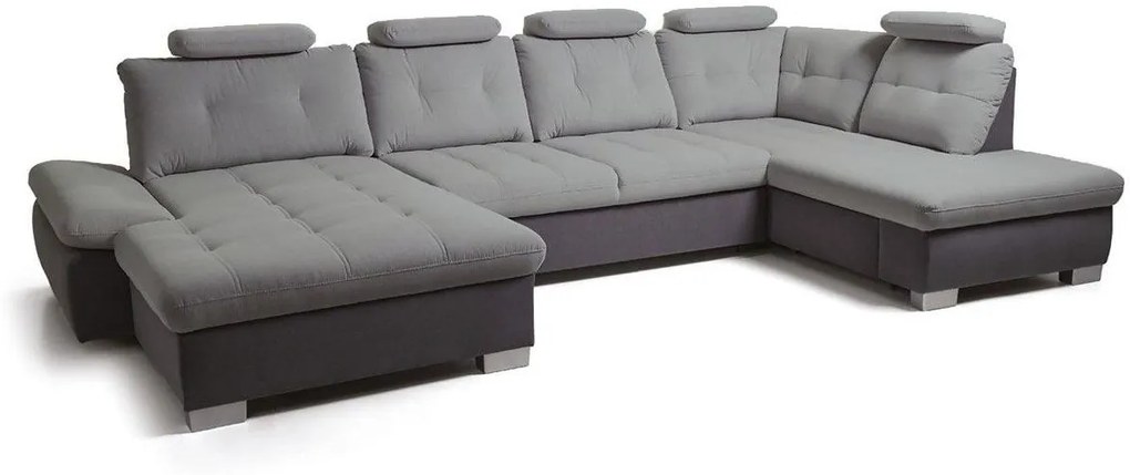 Γωνιακός καναπές Alcare XL-Δεξιά-Gkri anoixto - Gkri skouro - 360.00Χ205.00Χ87.00cm