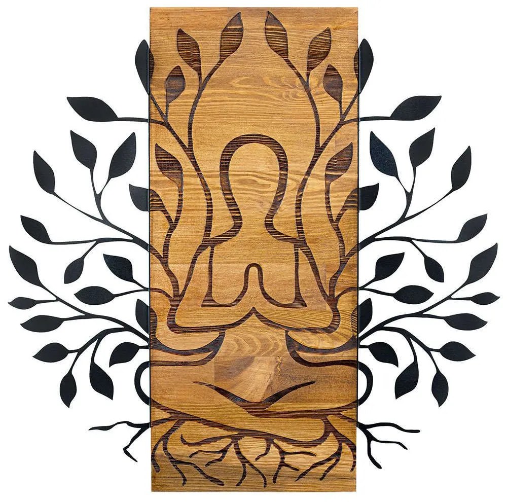 Διακοσμητικό Τοίχου Meditation 279ENZ1843 58x57,5cm Black-Walnut Wallity Metal,Wood