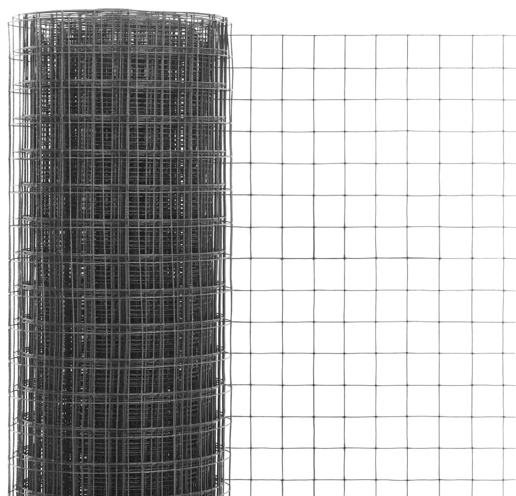 vidaXL Συρματόπλεγμα Τετράγωνο Γκρι 10 x 1 μ. Ατσάλι με Επικάλυψη PVC