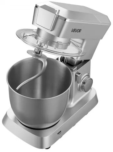 VEVOR Stand Mixer, 4.3 L Electric Kitchen Mixer, 1300W Dough-Mixer, 6+P Speeds Tilt-head Food-Mixer with 1.5 L Blender Cup, Stainless Steel Bowl, Dough Hook, Whisk, Beater, for Baking, Mixing, Silver