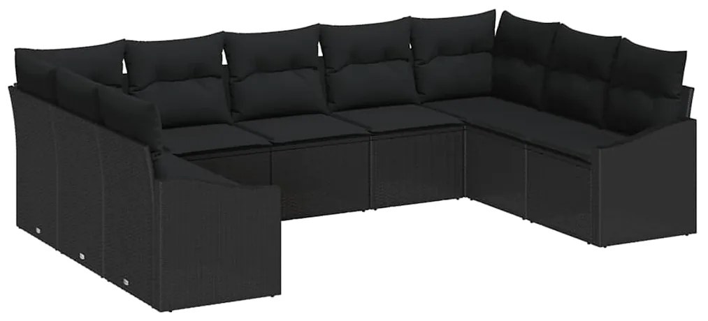 vidaXL Σέτ φαγητού για κήπο 9 pcs Μαύρο Πολυ rattan, βαμμένο ατσάλι