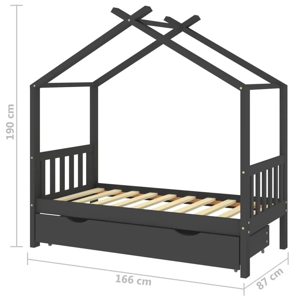 Πλαίσιο Κρεβατιού Παιδικό με Συρτάρι Σκ. Γκρι Τύπου Montessori 80x160 εκ. Πεύκο - Γκρι