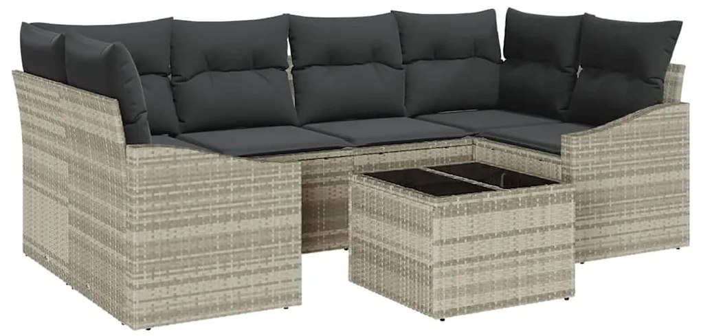 vidaXL Σετ Καναπέ Κήπου με μαξιλάρι 7 pcs Ανοιχτό γκρι 55 x 55 x 37 εκ